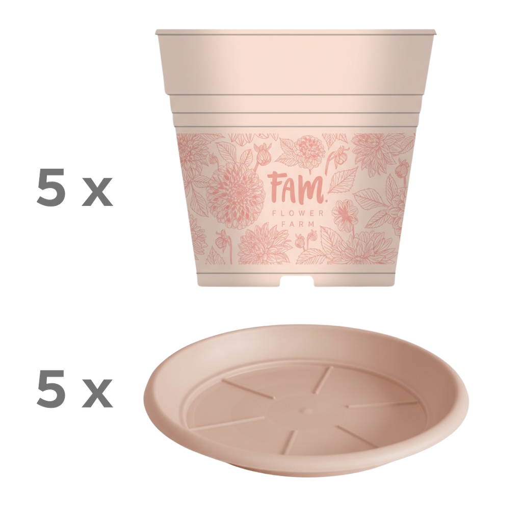 FAM Plant Pot + saucer - Set of 5